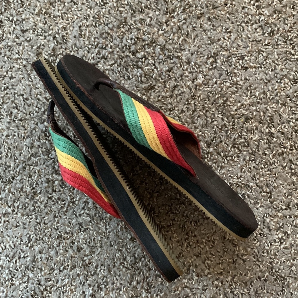 🦅 Men’s Leather & Canvas American Eagle Outfitters Sandals Flip Flops - Picture 3 of 5